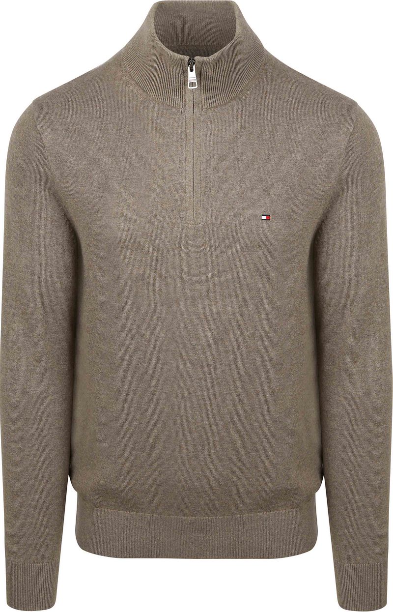 Tommy Hilfiger Half Zip Pullover Taupe - Größe M günstig online kaufen