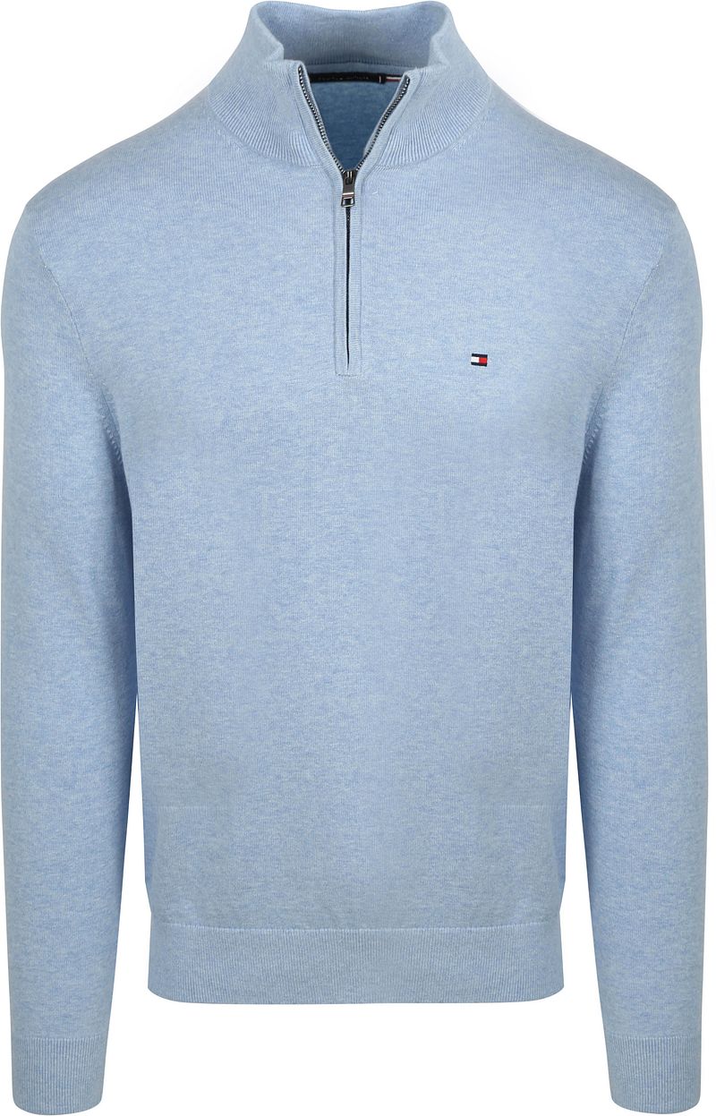 Tommy Hilfiger Half Zip Pullover Essential Hellblau - Größe XL günstig online kaufen