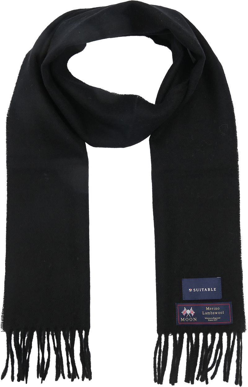 Suitable Sjaal Ruit Merino Wol Zwart -