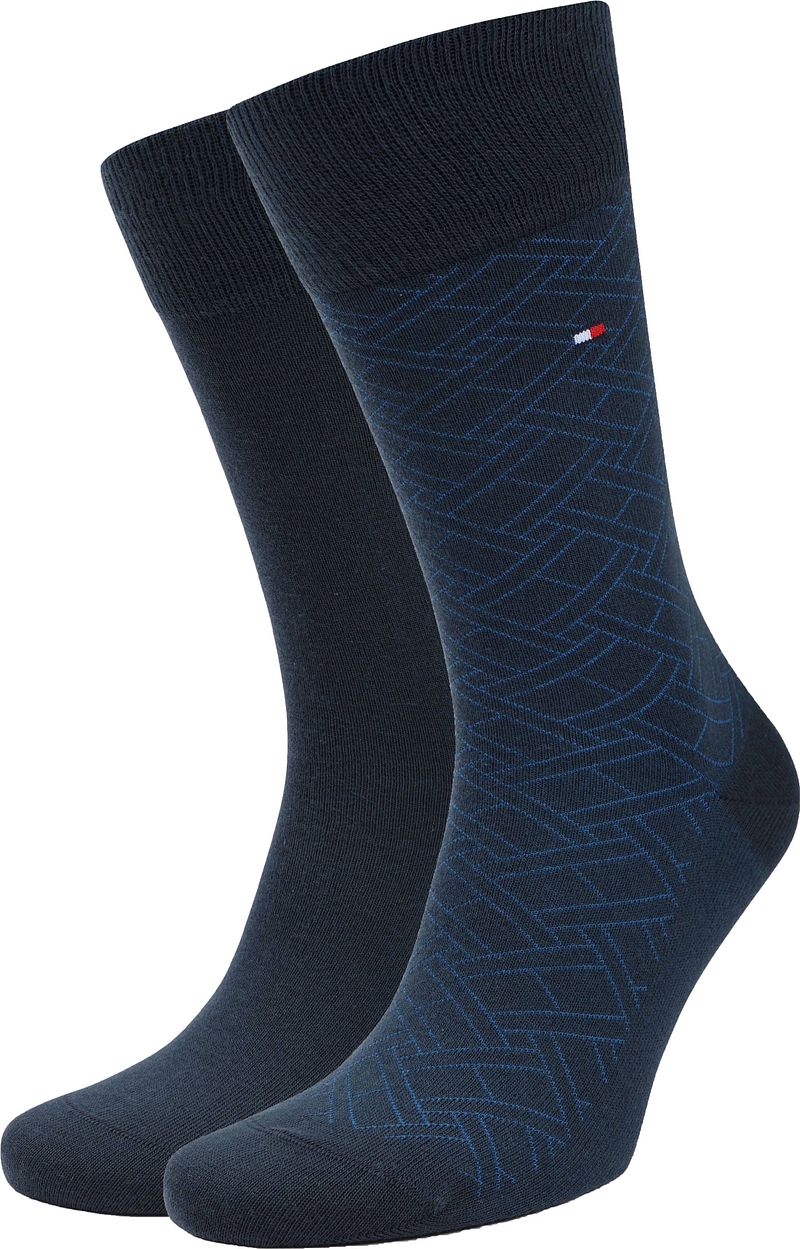 Tommy Hilfiger 2-Pack Sokken AOP Blauw 004