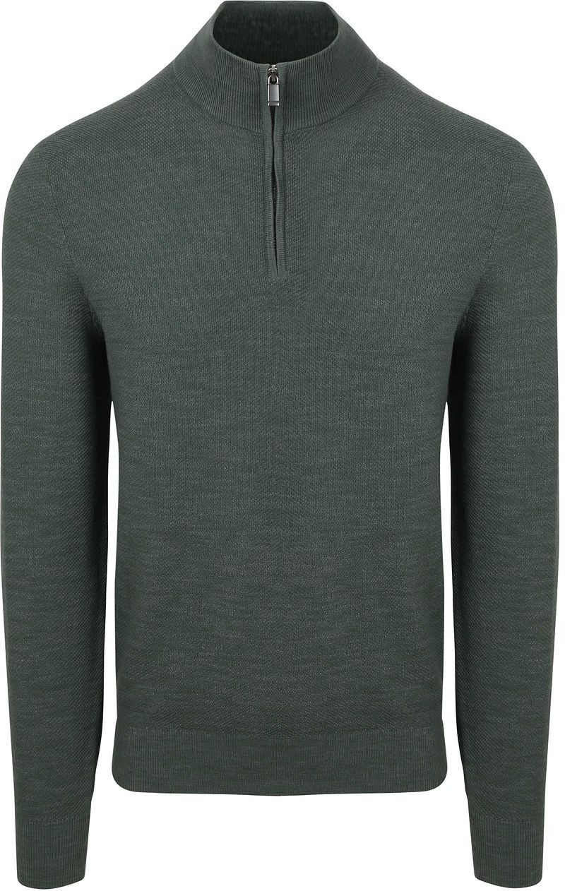 Suitable Pine Knit Half Zip Trui Groen