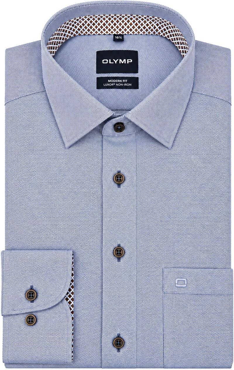 Olymp Luxor Overhemd Structure Blauw