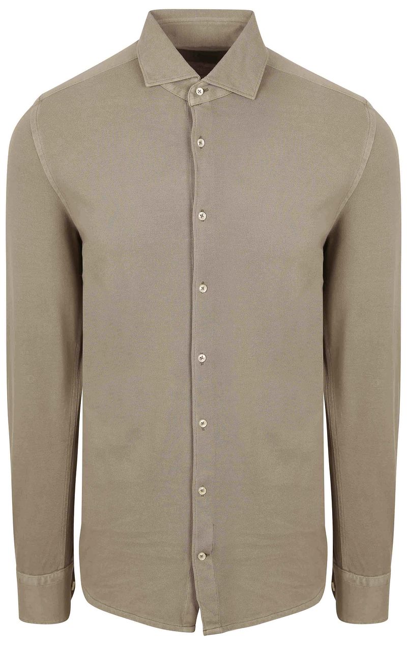Suitable Piqu&eacute; Overhemd Taupe