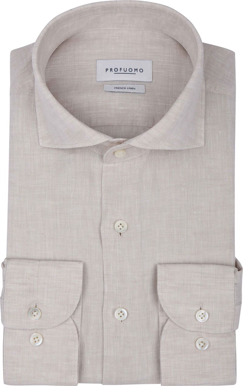 Profuomo Hemd Leinen Sand - Größe 42 (L)