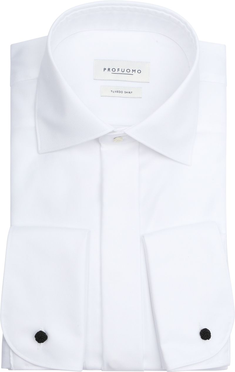 Profuomo Tuxedo Shirt Dubbel Manchet Wit