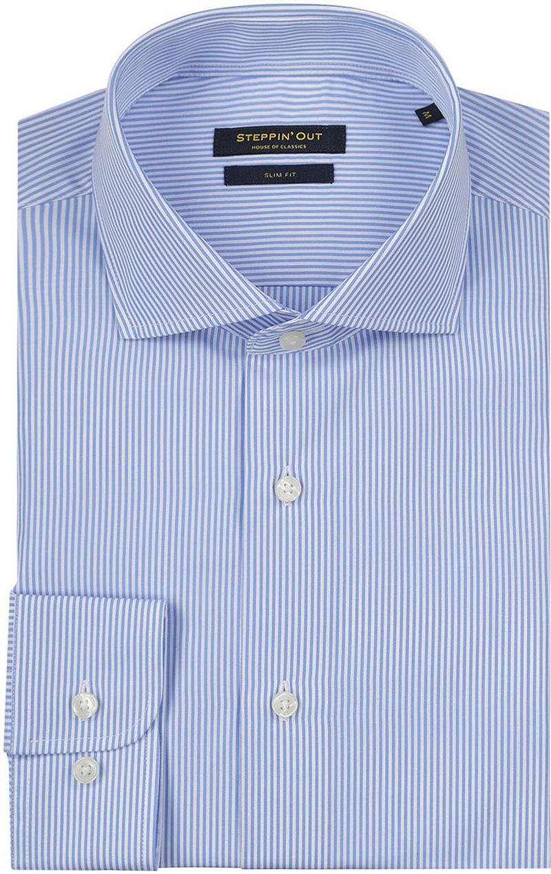Steppin' Out Hemd Slim-Fit Streifen Hellblau - Größe XXL günstig online kaufen