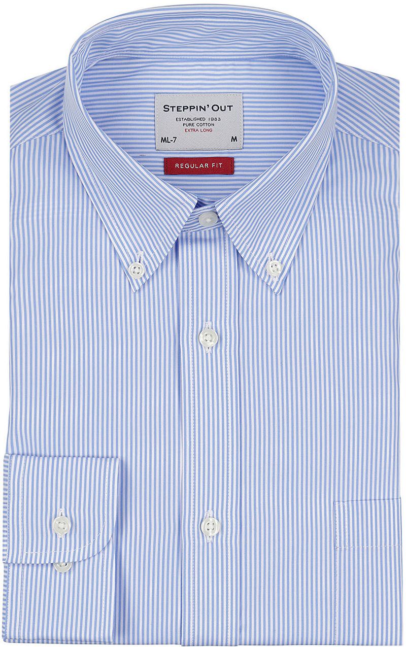 Steppin' Out Extra Long Sleeves Hemd Streifen Hellblau - Größe M