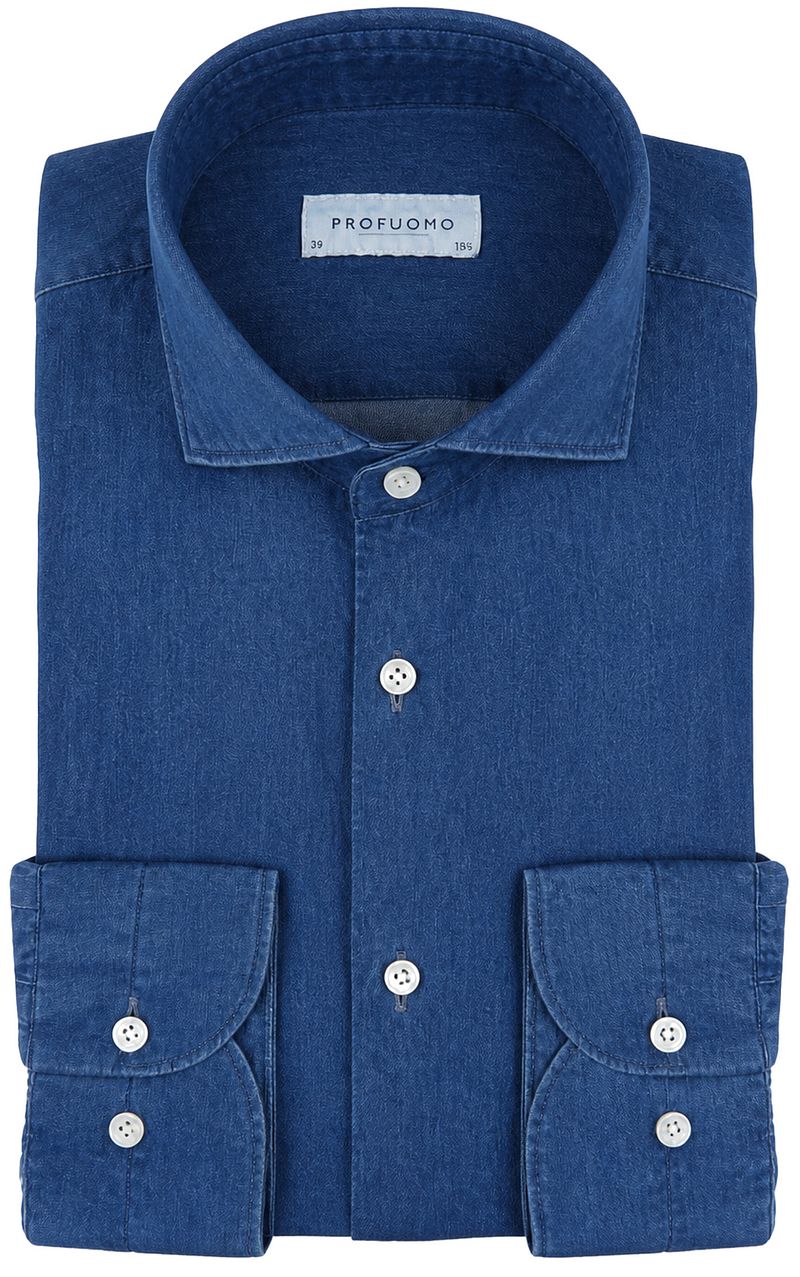 Profuomo Jeans Twill Hemd Indigo - Größe 38 (S)