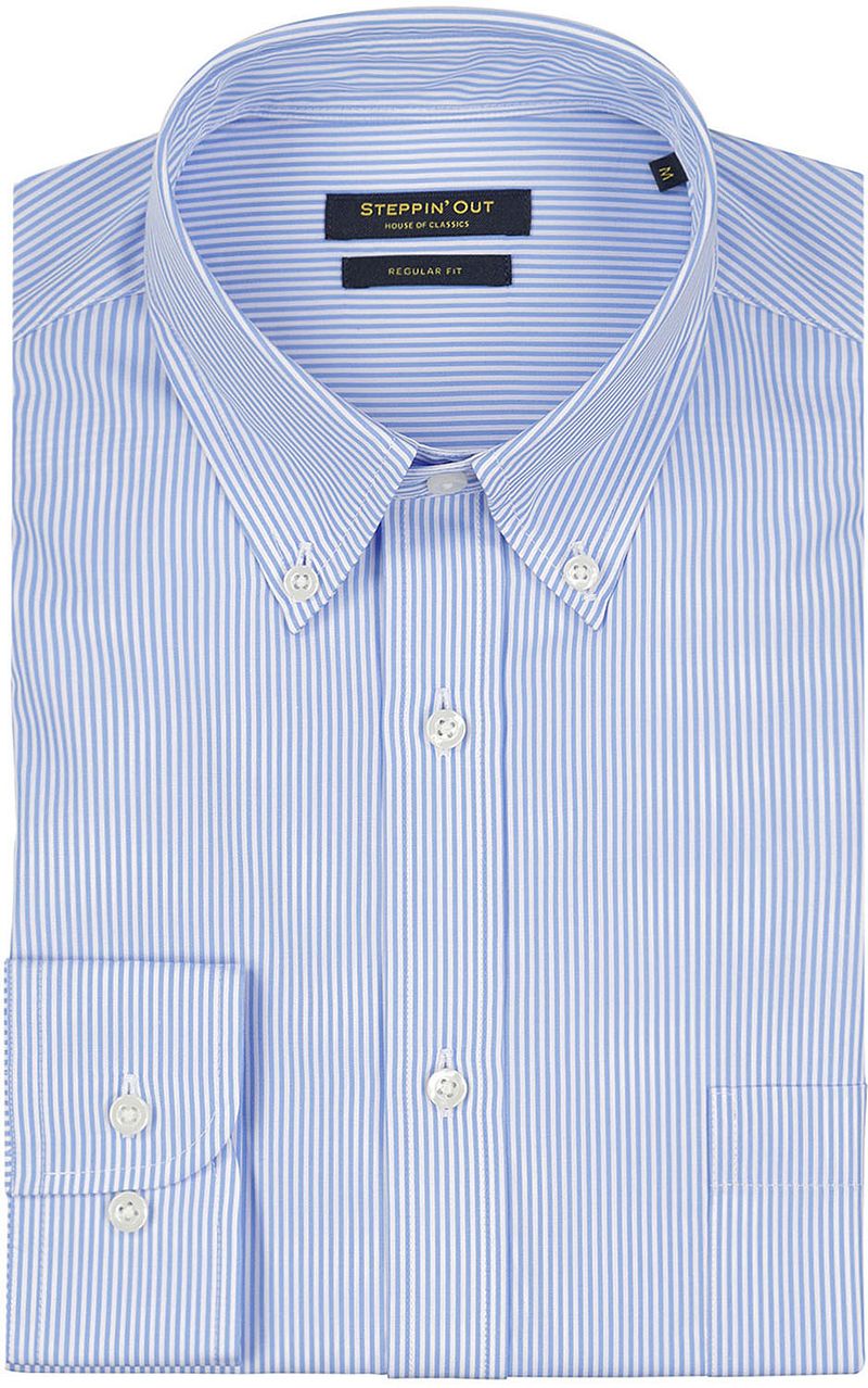 Steppin' Out Hemd Streifen Hellblau - Größe L günstig online kaufen
