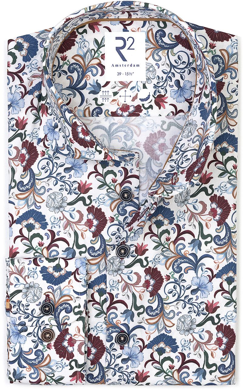 R2 Amsterdam R2 Overhemd Poplin Flower Print Multicolour