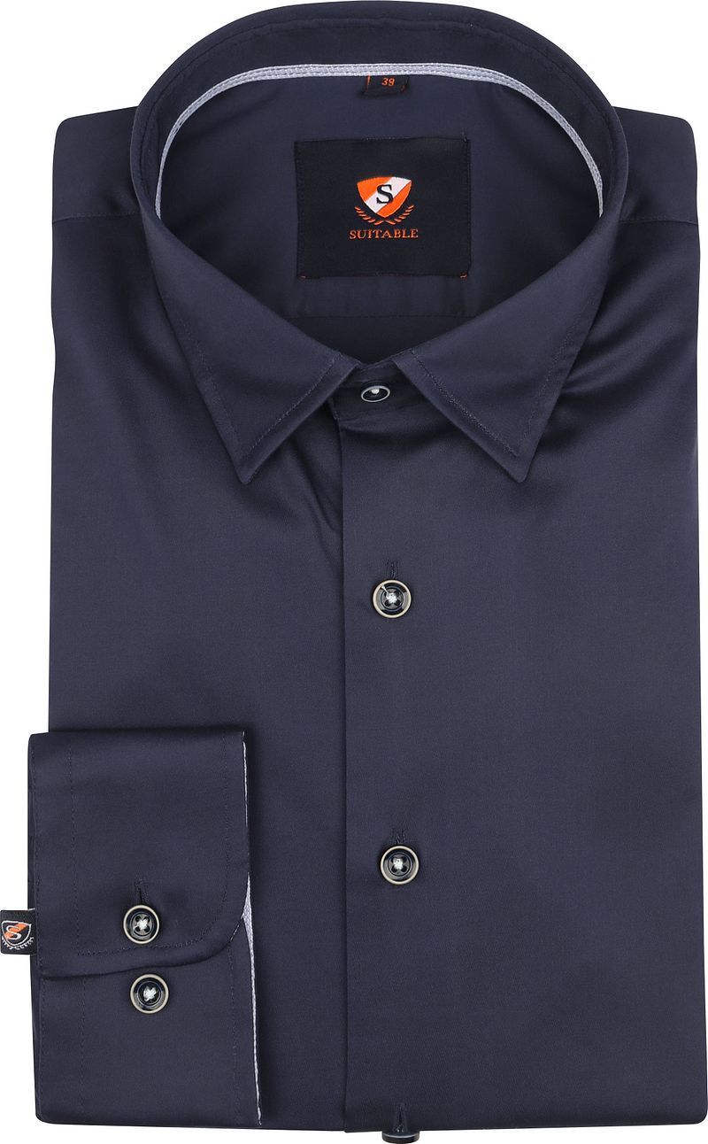 Suitable Twill Overhemd Donkerblauw