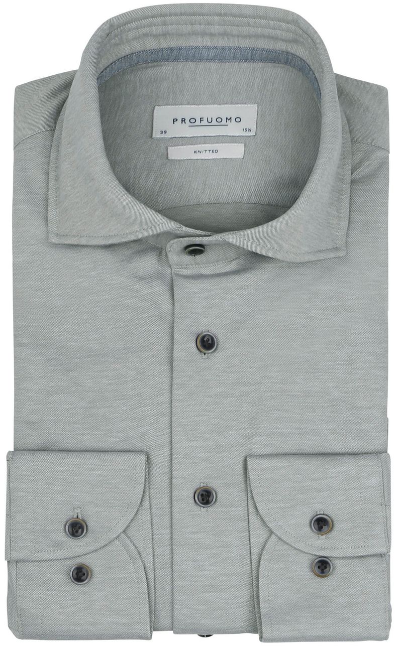 Profuomo Hemd Single Jersey Grün Melange - Größe 39 günstig online kaufen