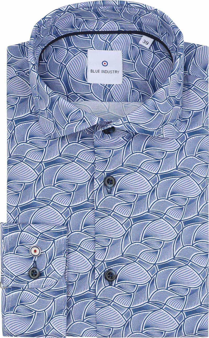 Blue Industry Bedrucktes Stretch-Hemd Blau - Größe 38 (S)
