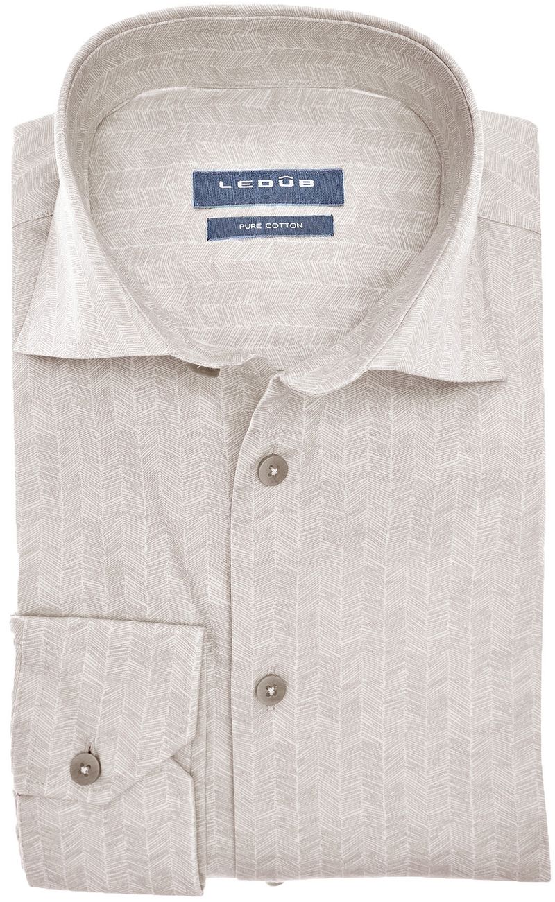 Ledub Hemd bedruckt Beige - Größe 45 (3XL)