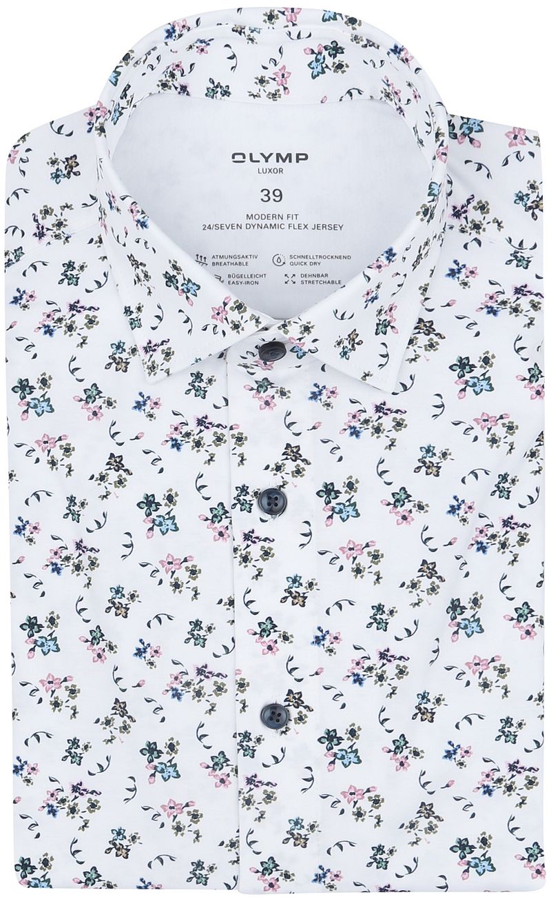 Olymp Luxor Overhemd 24/Seven Print Wit