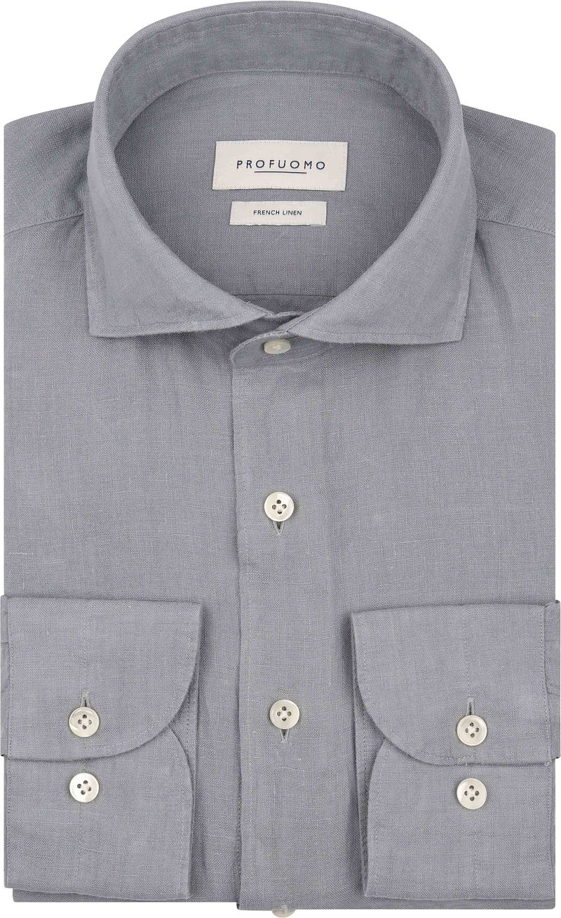 Profuomo Overhemd Linnen Blauw
