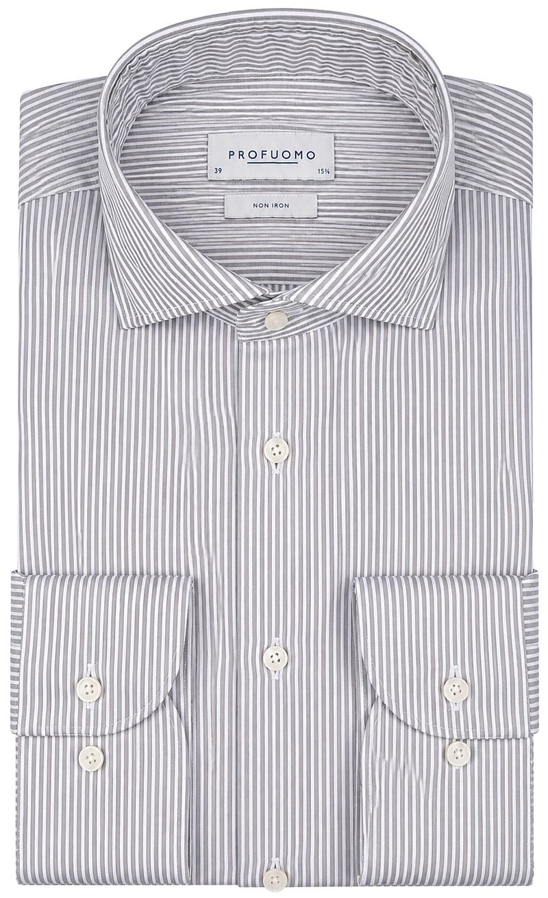 Profuomo Twill Overhemd Strepen Groen