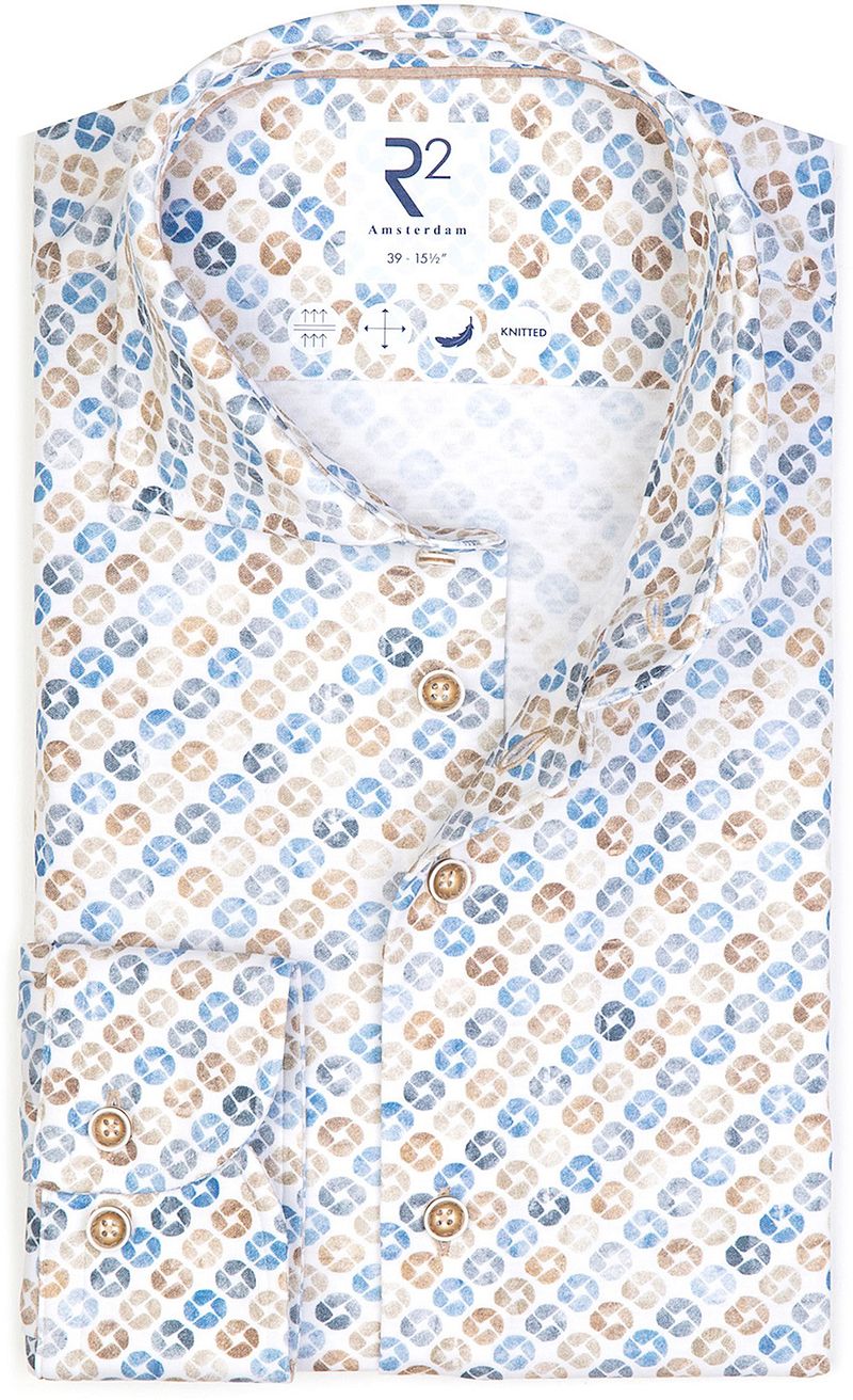 R2 Amsterdam R2 Knitted Knitted Overhemd Beige Blauw