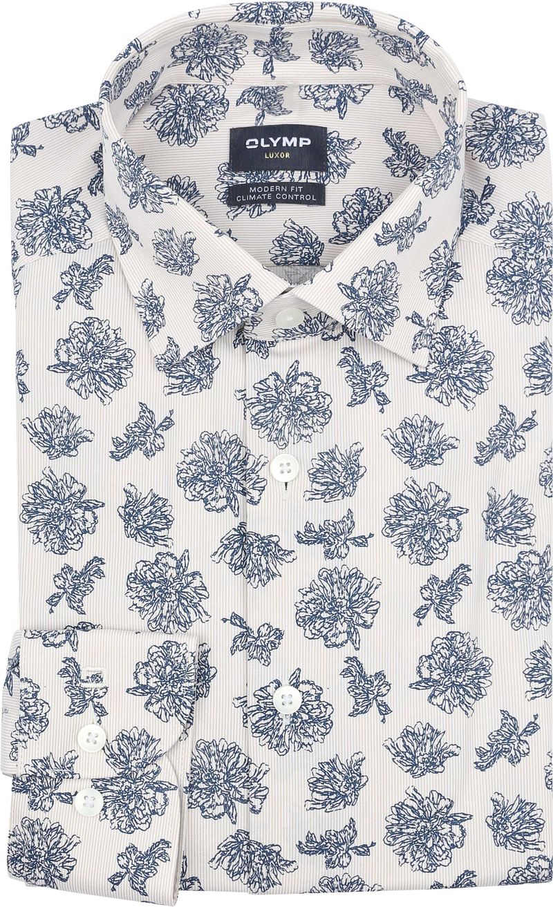 Olymp Luxor Overhemd Print Blauw
