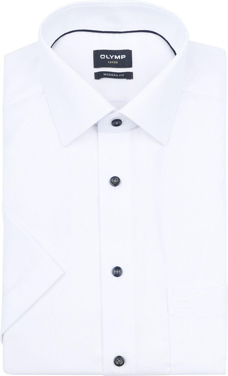 Olymp Luxor Short Sleeve Overhemd Structure Wit