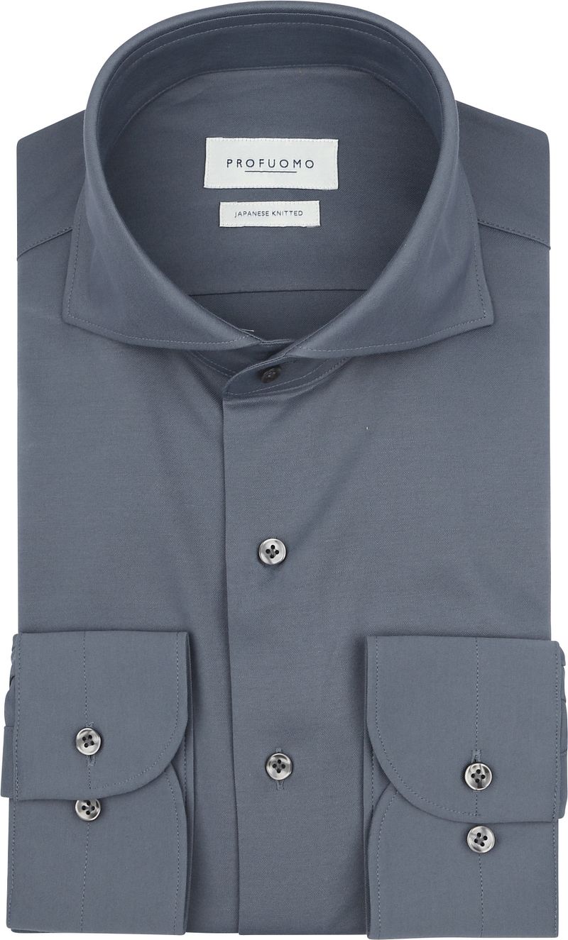Profuomo Japanese Knitted Overhemd Denim Blue