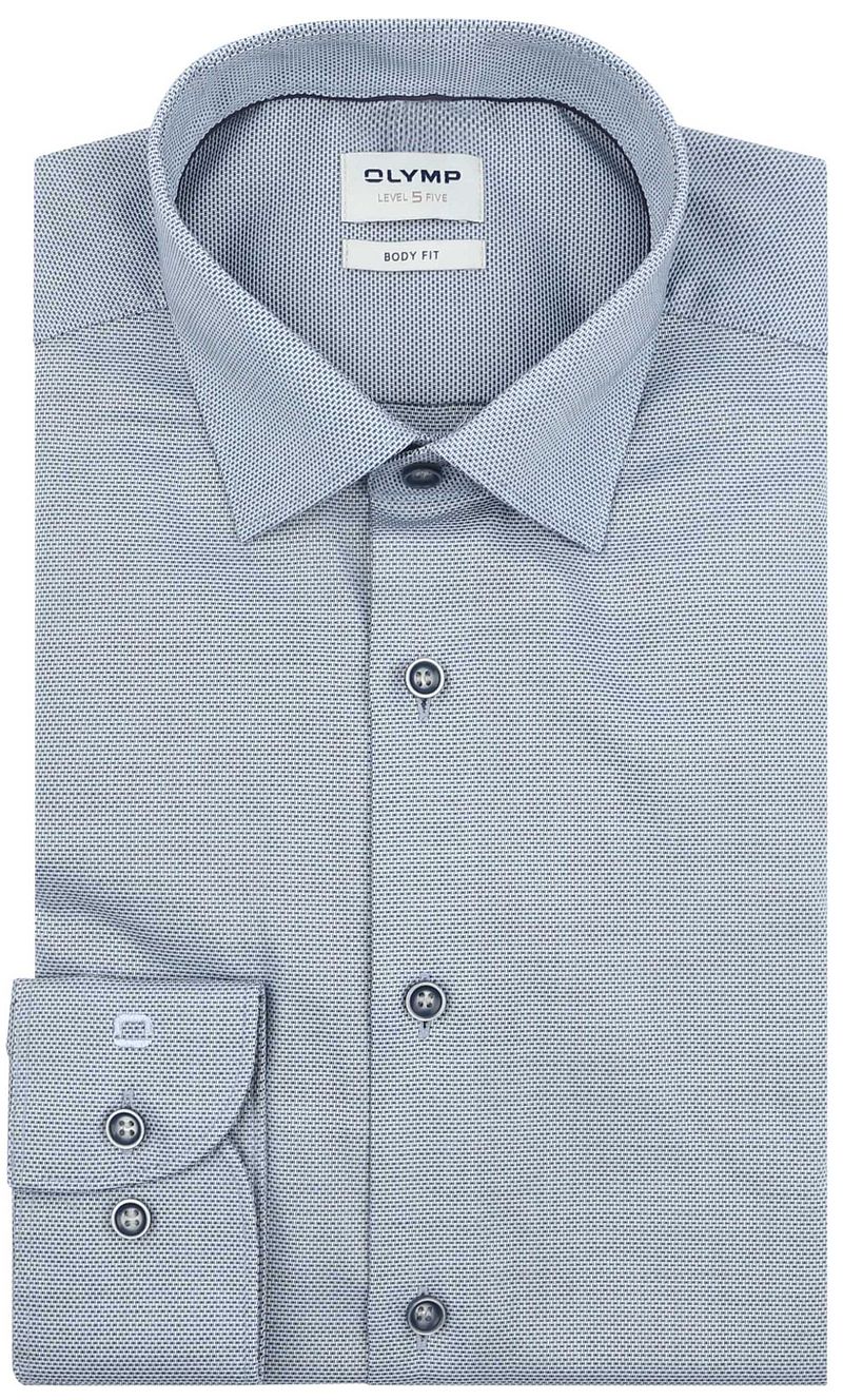 Olymp Level Five Overhemd Extra Lange Mouwen Structure Blauw