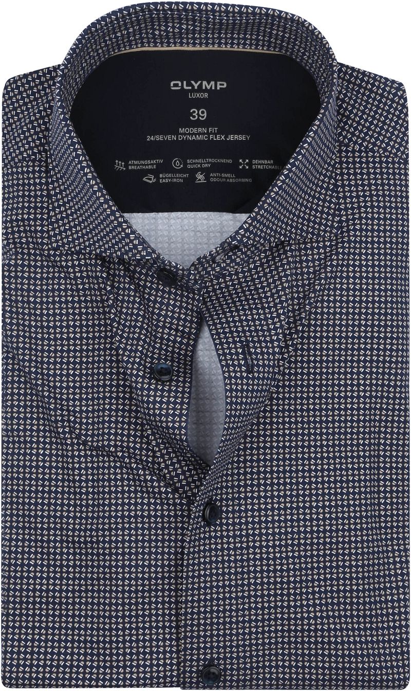 Olymp Luxor Overhemd Figuren Navy