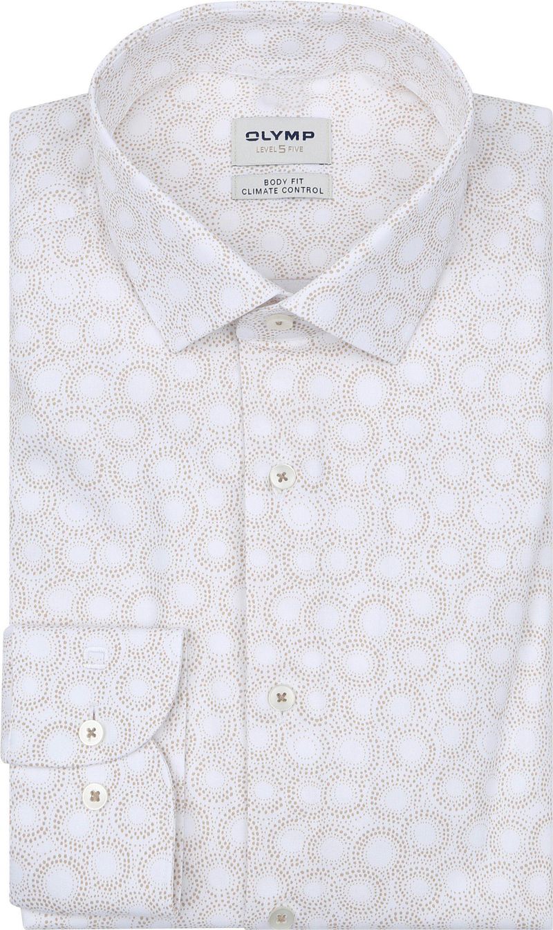 Olymp Overhemd Level 5 Print Beige