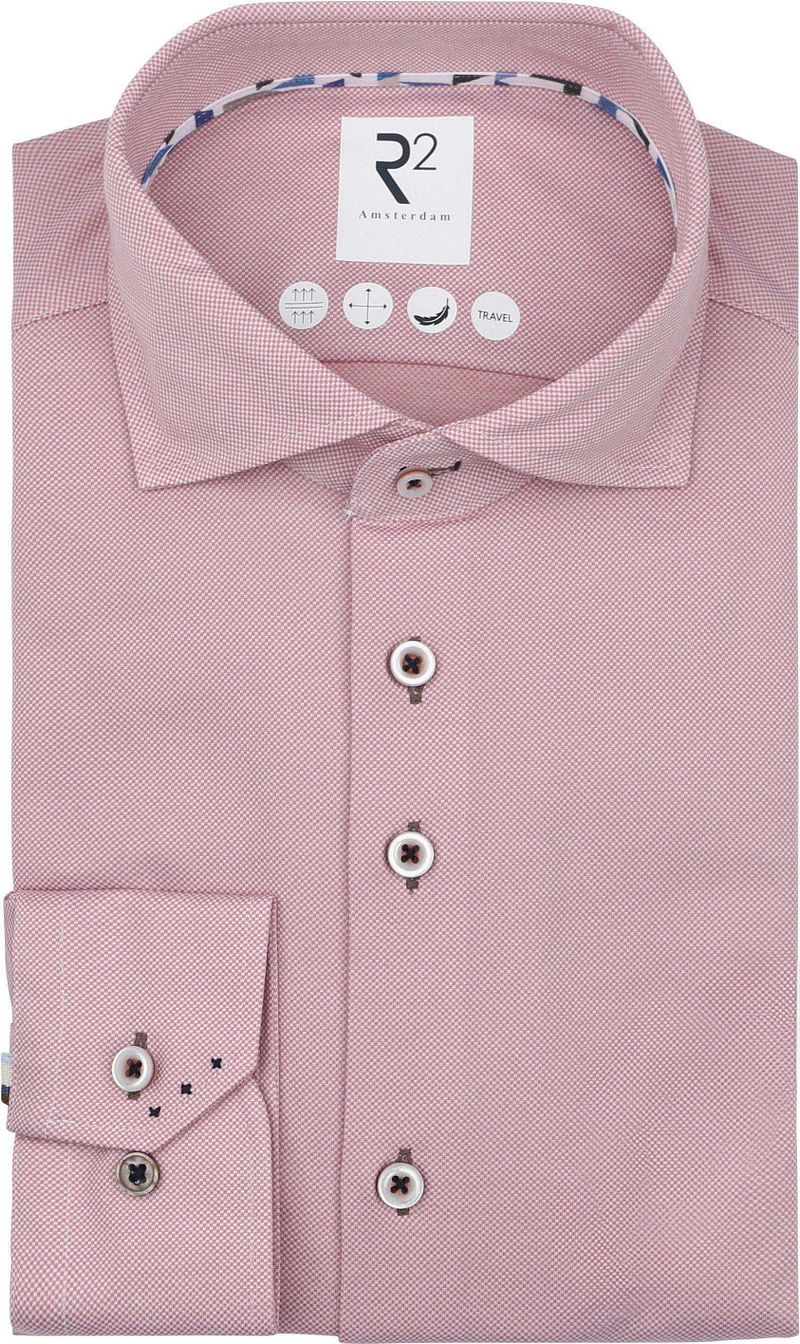 R2 Hemd Technical Knitted Dobby Coral - Größe 42 günstig online kaufen