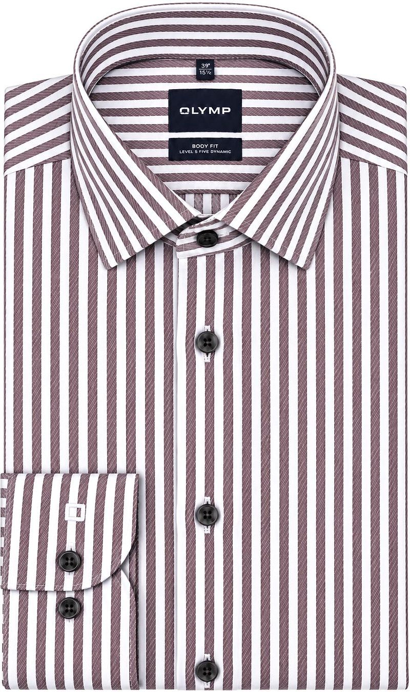 Olymp Overhemd Level 5 Luxury Stripe Bordeaux