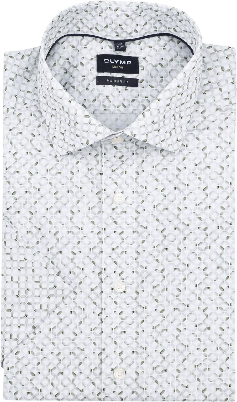 Olymp Luxor Hemd Print Oliv - Größe 45 (3XL)
