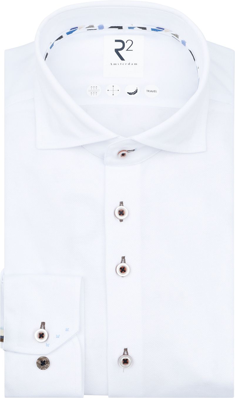 R2 Hemd Technical Knitted Dobby Weiß - Größe 45 günstig online kaufen