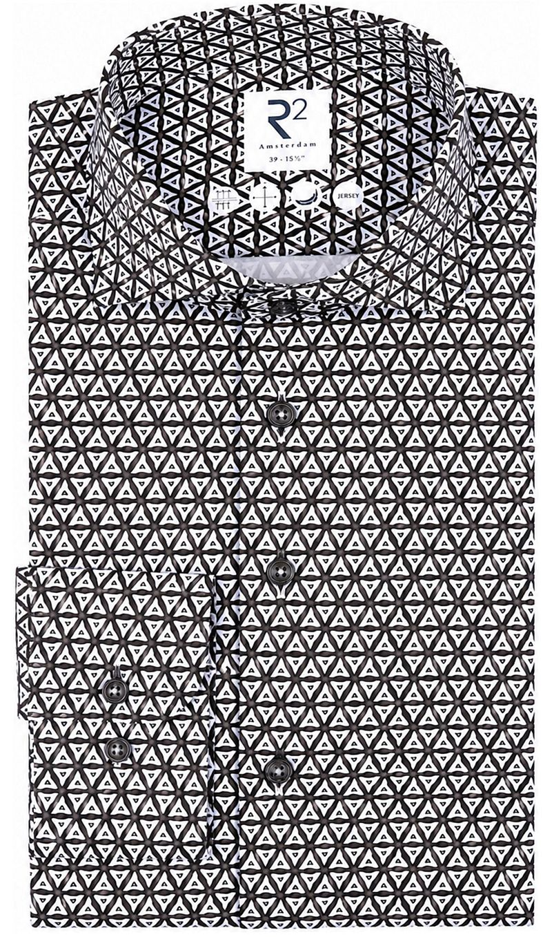 R2 Amsterdam R2 Overhemd Single Jersey Triangle Bruin
