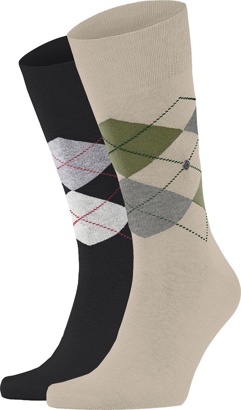 Burlington Gift Box Argyle 2-Pack Ruiten Zwart Ecru