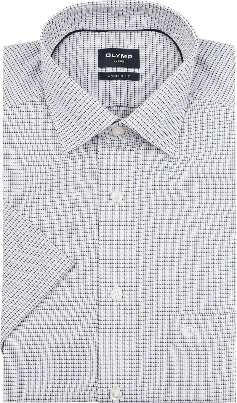 OLYMP Luxor Kurzarm Hemd Druck Nougat - Größe 45 (3XL)