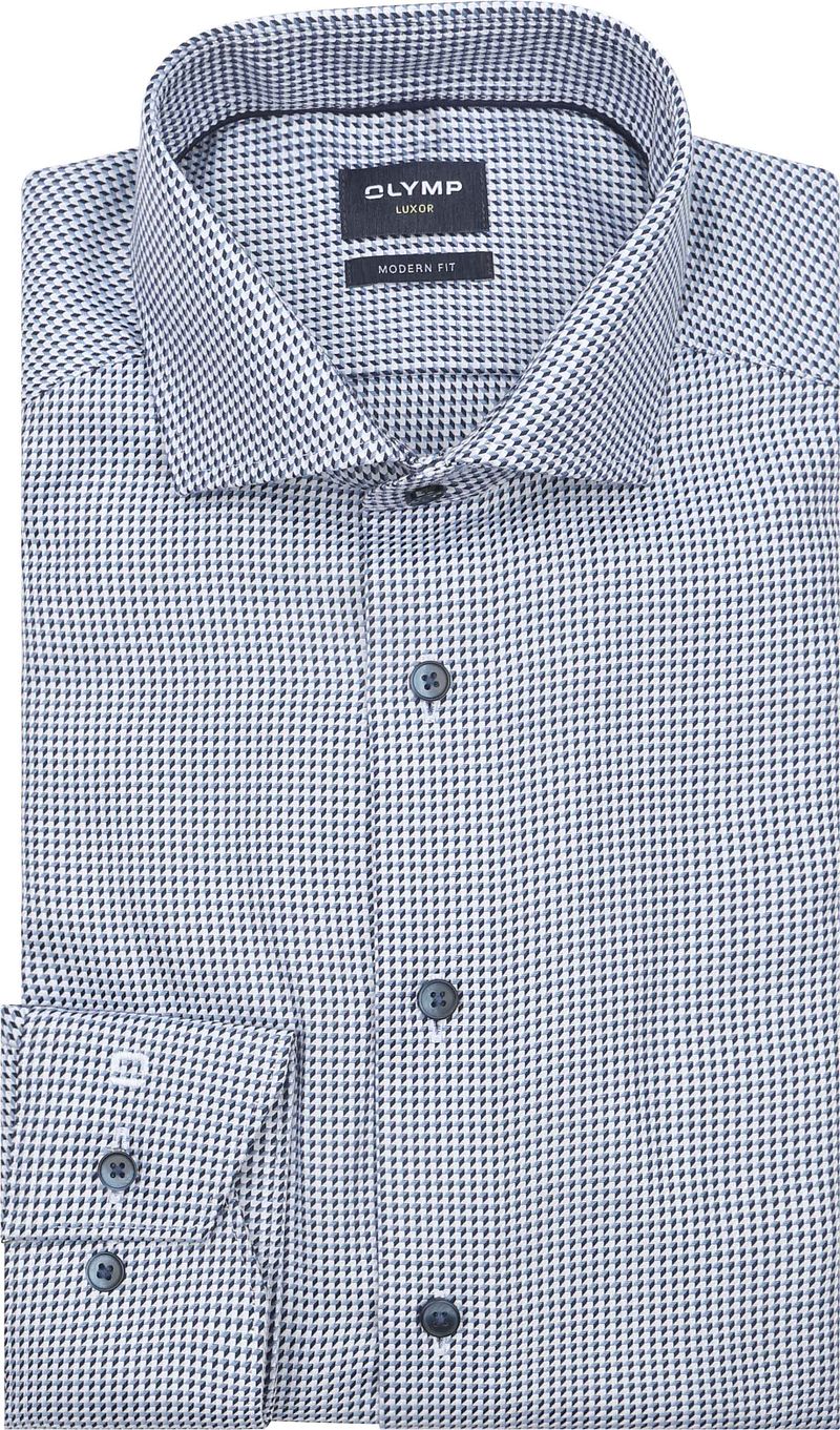 Olymp Luxor Overhemd Print Structura Blauw