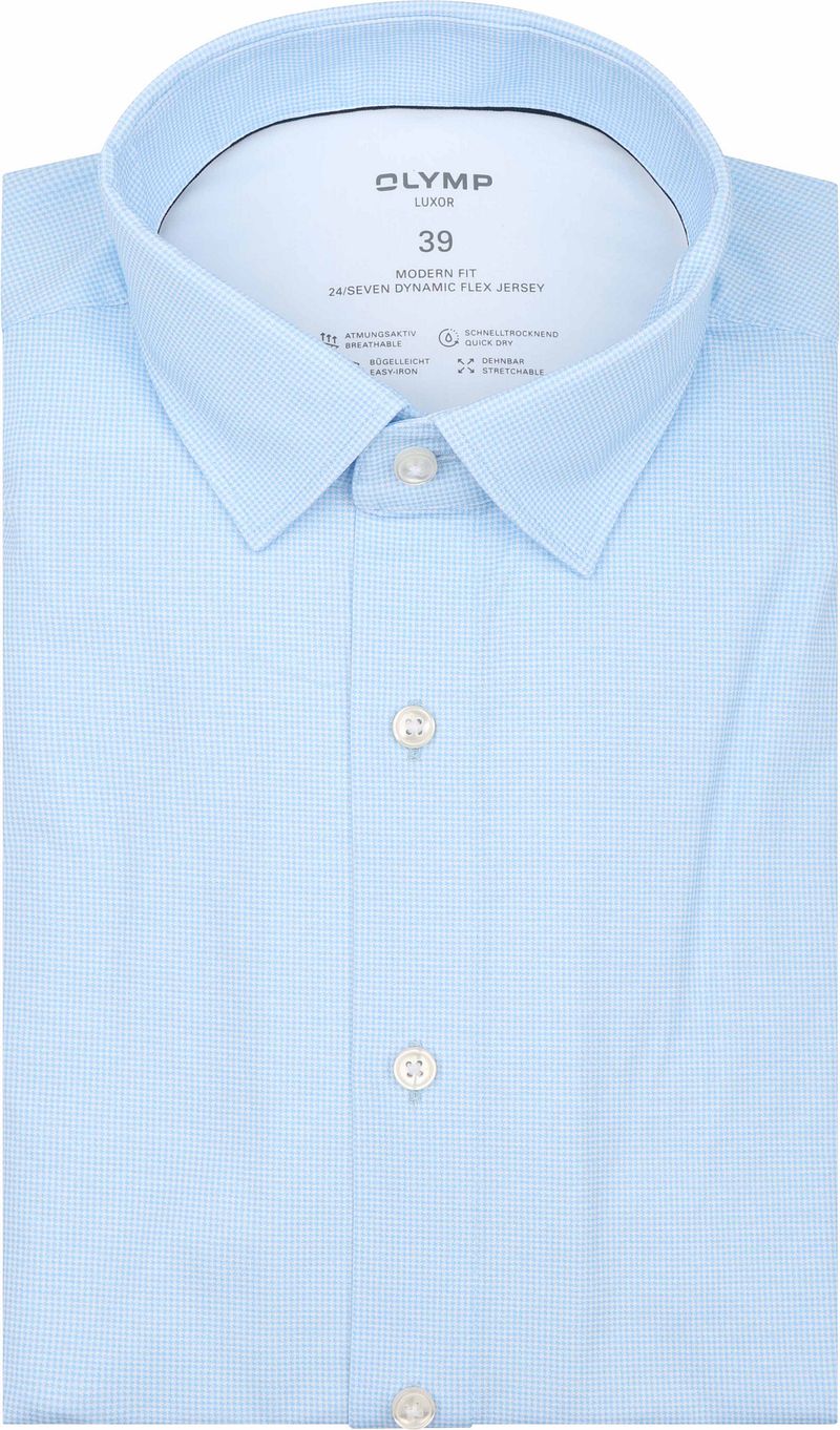 OLYMP Luxor Hemd Pied De Poule Blau - Größe 46 günstig online kaufen