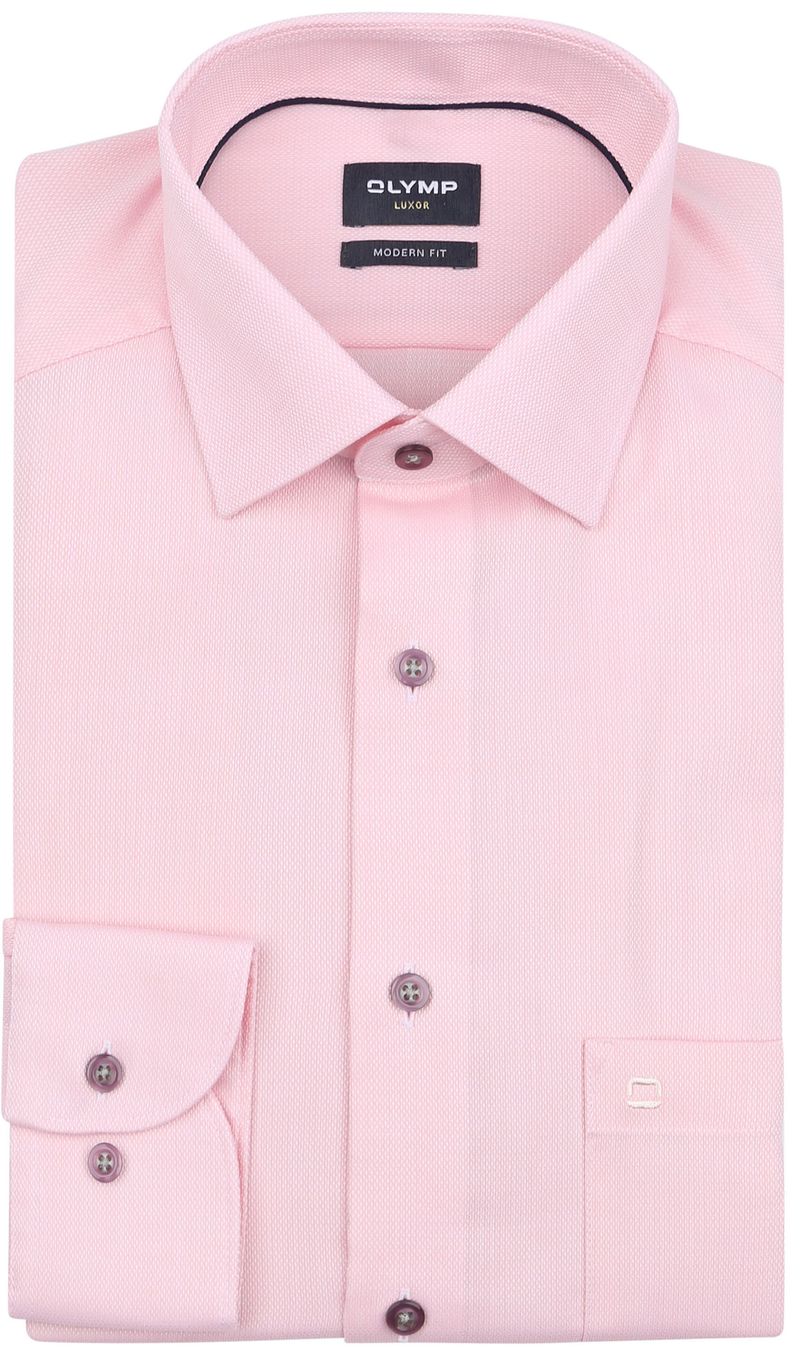 Olymp Luxor Overhemd Extra Lange Mouwen Structure Roze