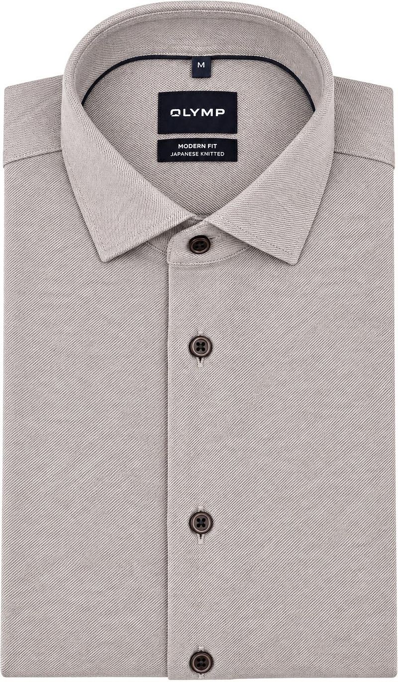 Olymp Japanese Knitted Overhemd Twill Bruin