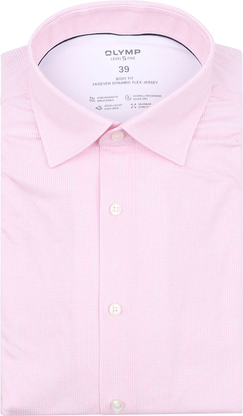 Olymp Overhemd Level 5 24/Seven Pied De Poule Roze