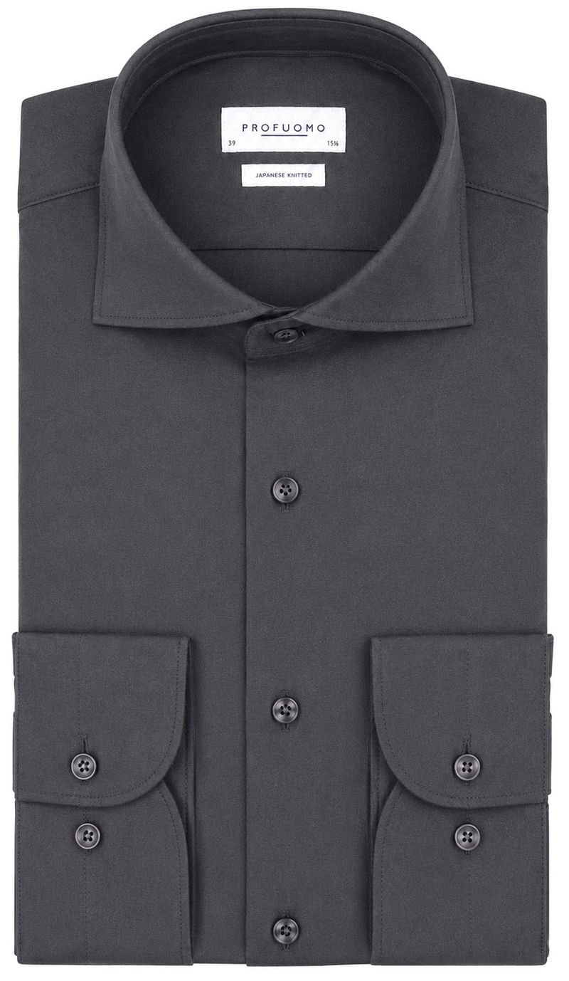 Profuomo Japanese Knitted Hemd Anthrazit - Größe 38 (S) (S)