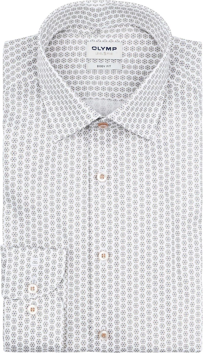 OLYMP Level 5 Hemd Druck Beige - Größe 42 günstig online kaufen