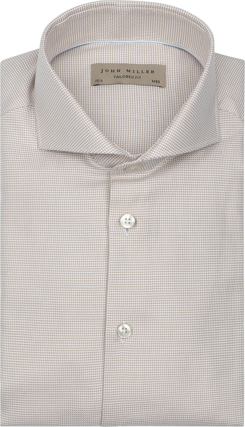 John Miller Overhemd Small Check Beige