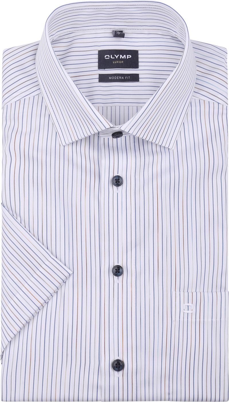 OLYMP Short Sleeve Overhemd Luxor Strepen Blauw