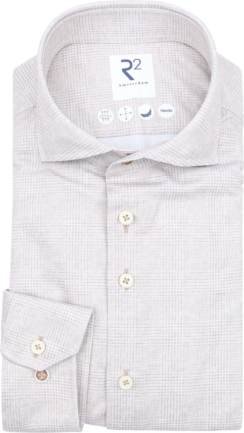 R2 Hemd Glenchek Travel Beige - Größe 45 günstig online kaufen