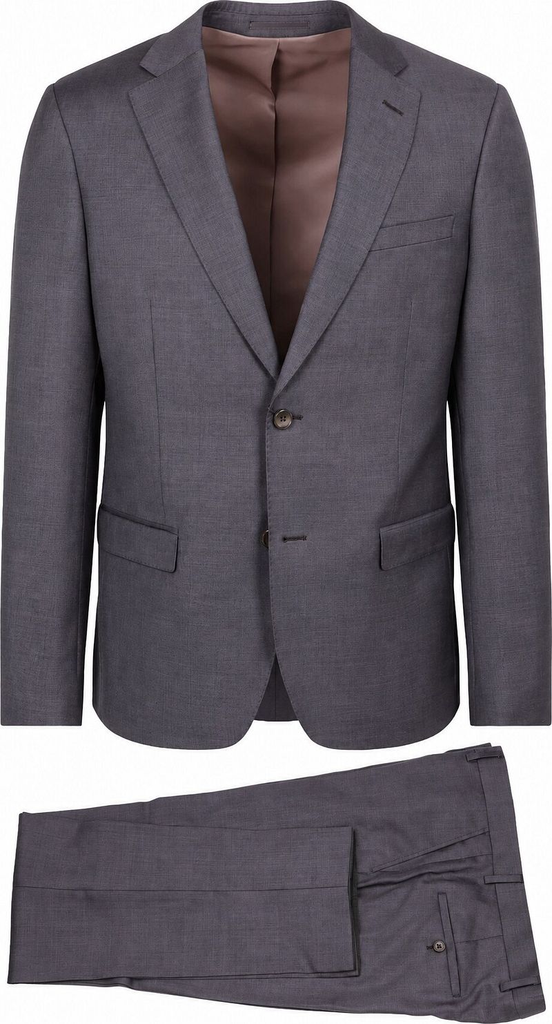 Suitable Sharkskin Kostuum Wol Aubergine