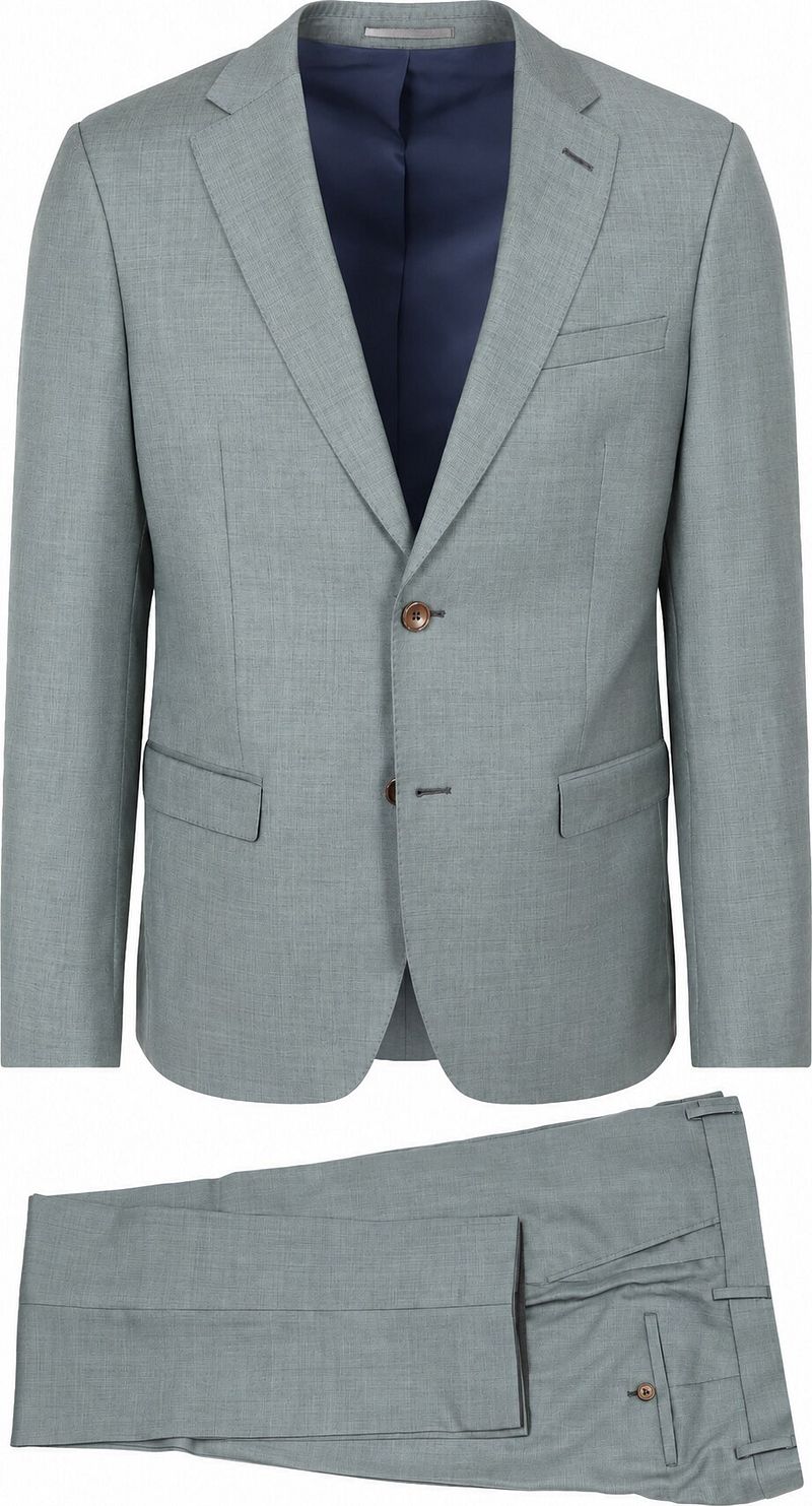 Suitable Sharkskin Kostuum Wol Groen