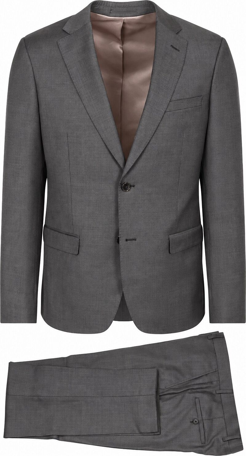 Suitable Sharkskin Kostuum Wol Taupe
