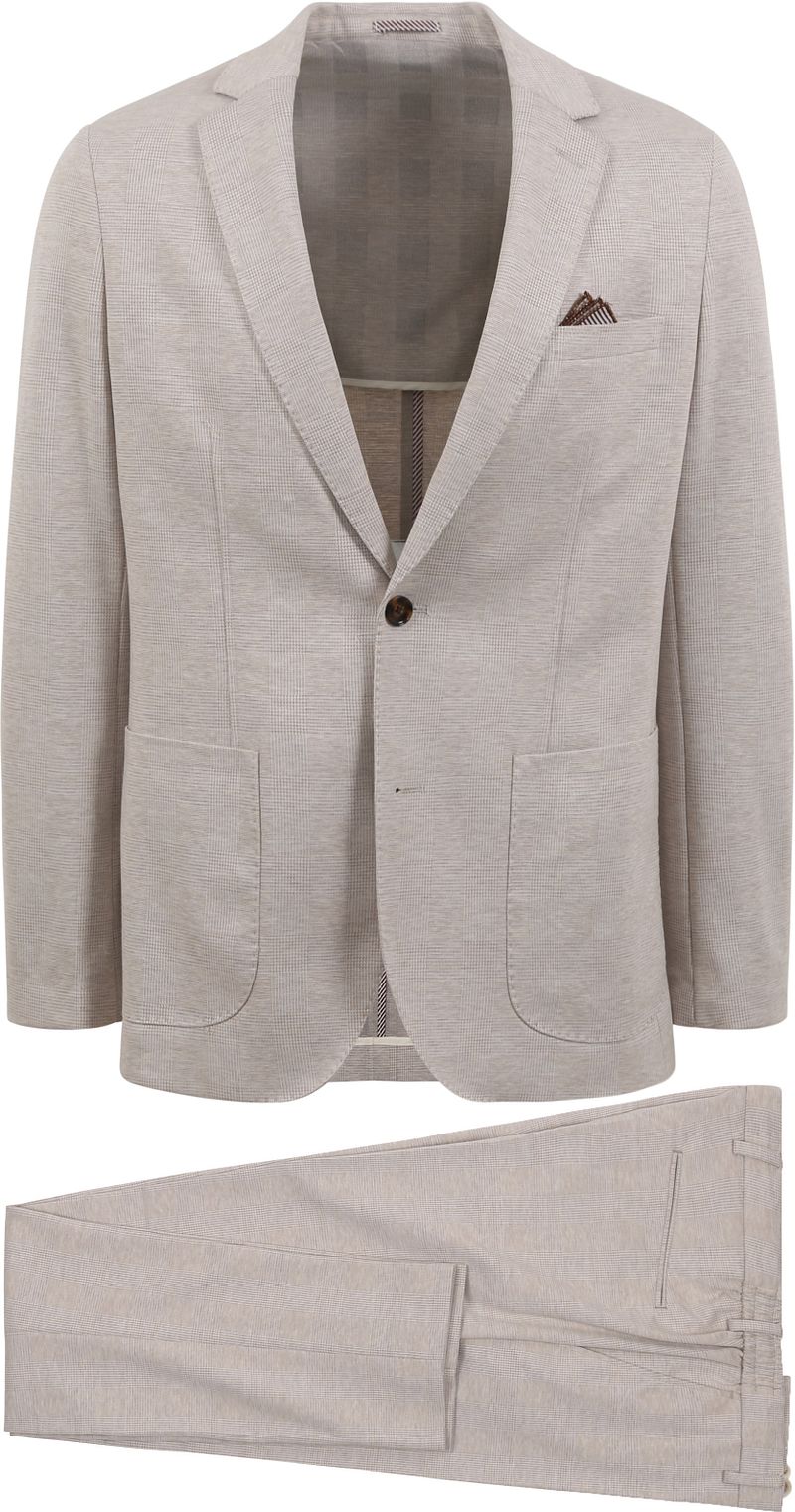Suitable Anzug Flex Kariert Hellbeige - Größe 50 günstig online kaufen