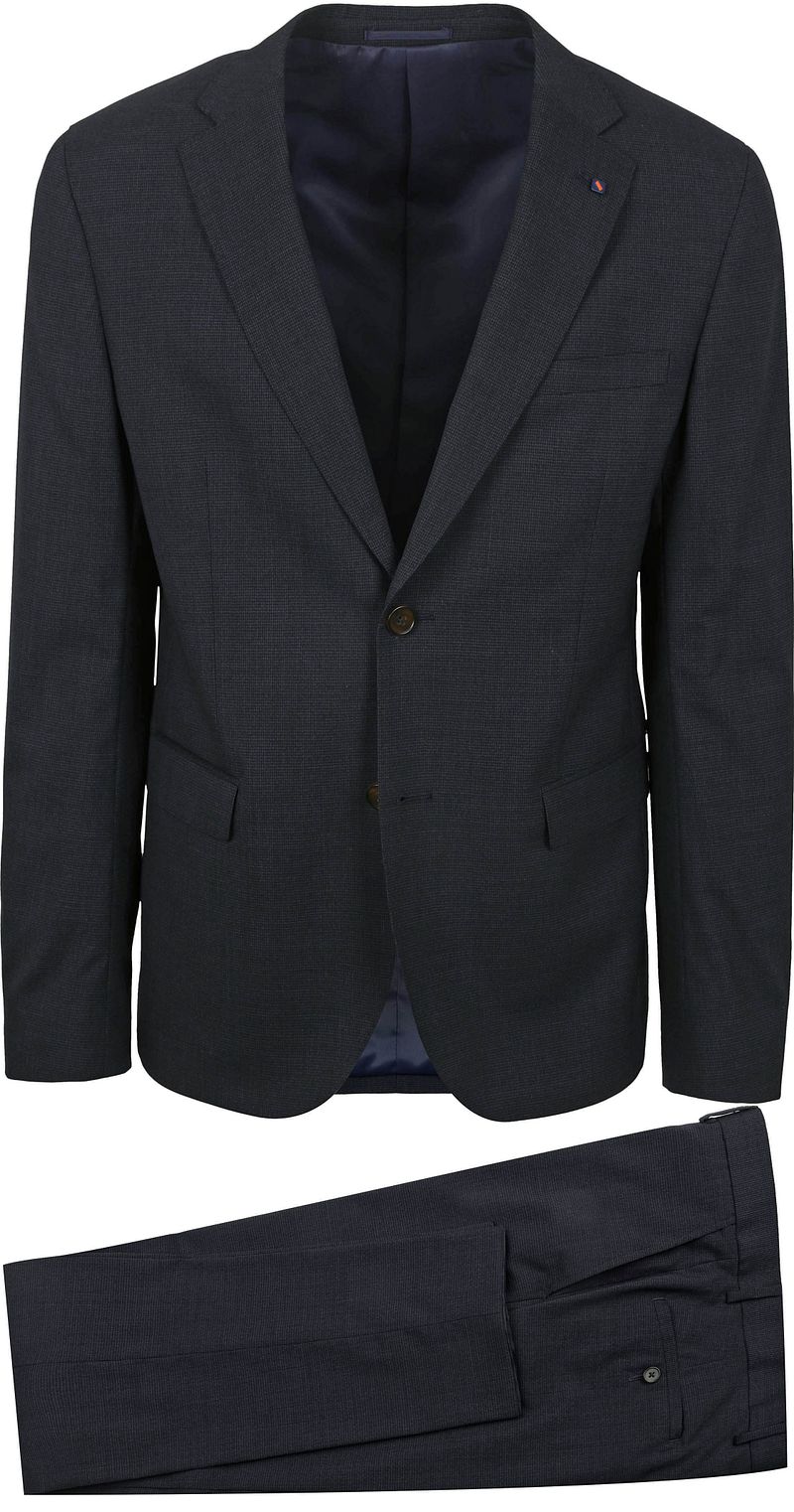 Suitable Strato Pied De Poule Kostuum Wol Navy